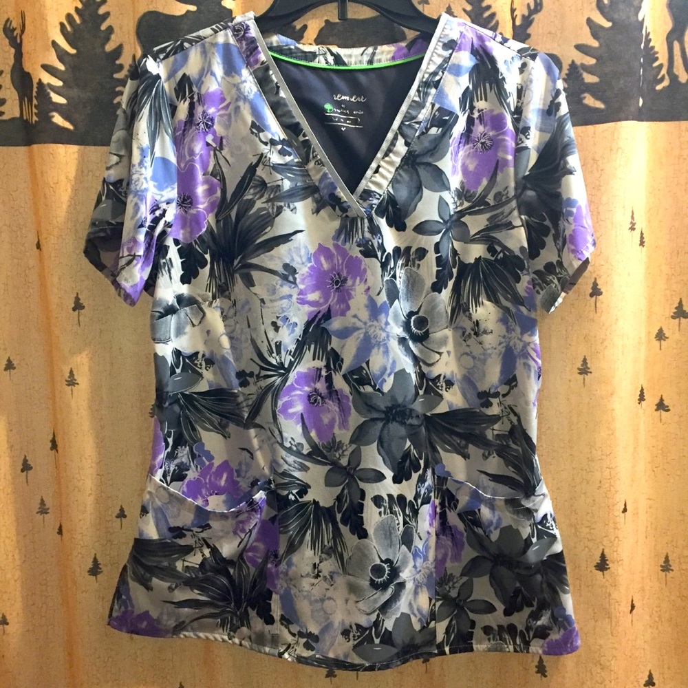 3/$20 Healing Hands Purple Label scrub top